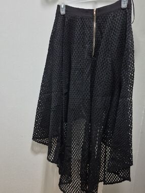 Black Mesh Midi Skirt